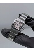 24mm • 2009 Cartier Santos Galbee Ref.1565 Cal.157 White Roman Dial Quartz Watch Full Set